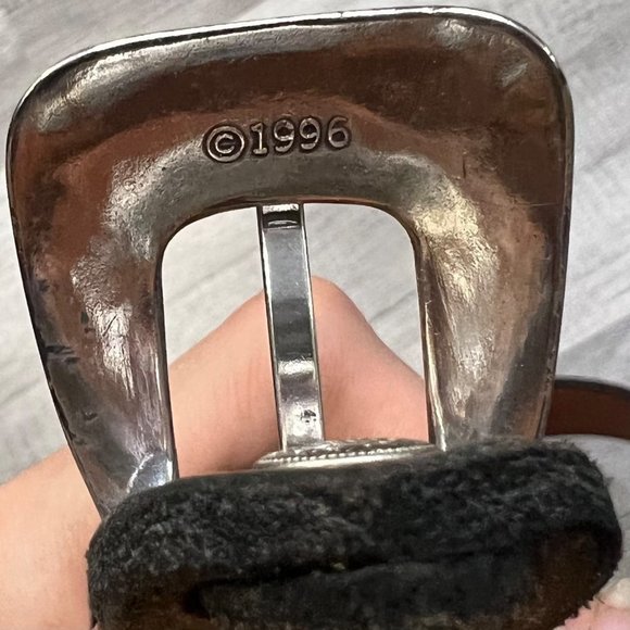 High Quality Leather Belt Brown Sliver Tone  45”-49” Western - Picture 7 of 8